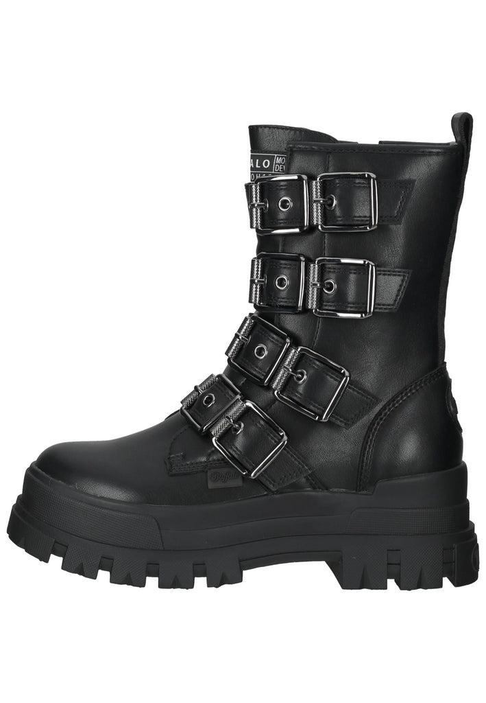 Buffalo Stiefelette Lederimitat Schwarz - surf4shoes