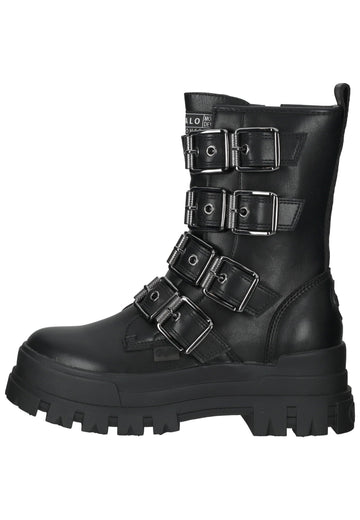 Buffalo Stiefelette Lederimitat Schwarz - surf4shoes