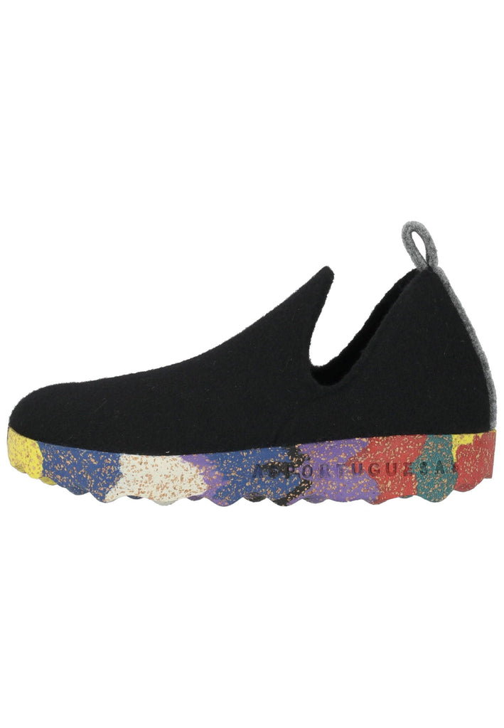 ASPORTUGUESAS Hausschuhe Filz Schwarz Multi - surf4shoes