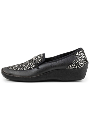 ARCOPEDICO Slipper Lederimitat Schwarz/Silber - surf4shoes