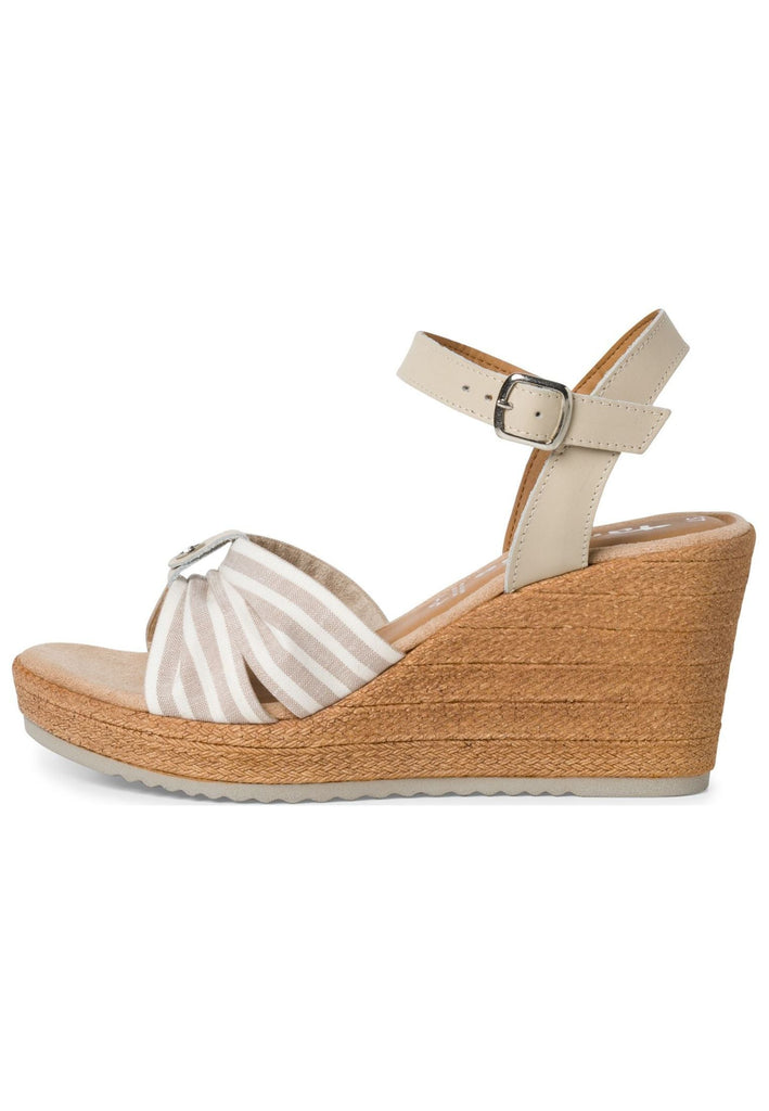 Tamaris Sandalen Leder/Textil Beige/Weiß - surf4shoes