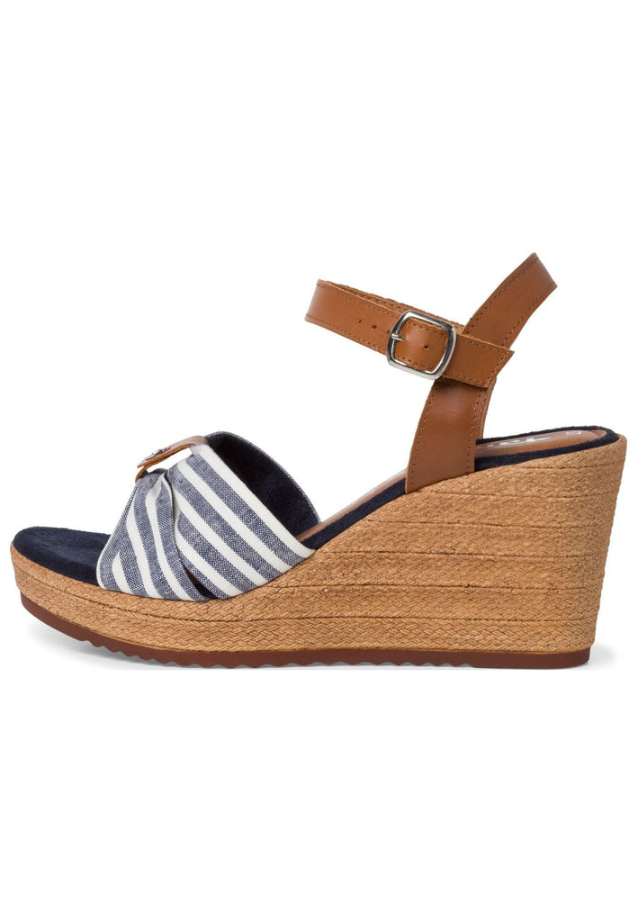 Tamaris Sandalen Leder/Textil Braun/Blau - surf4shoes