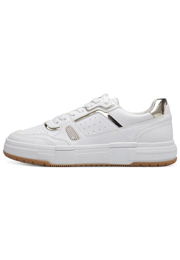 Tamaris Sneaker Lederimitat Weiß/Gold - surf4shoes