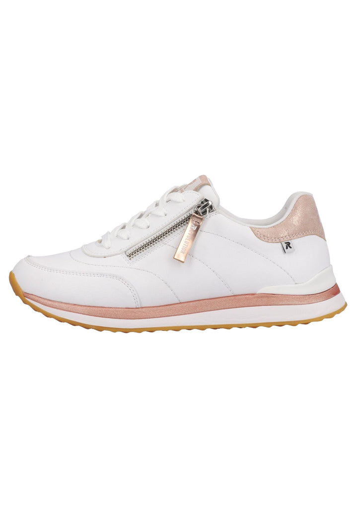 Rieker Sneaker Glattleder Weiß/Rosa - surf4shoes