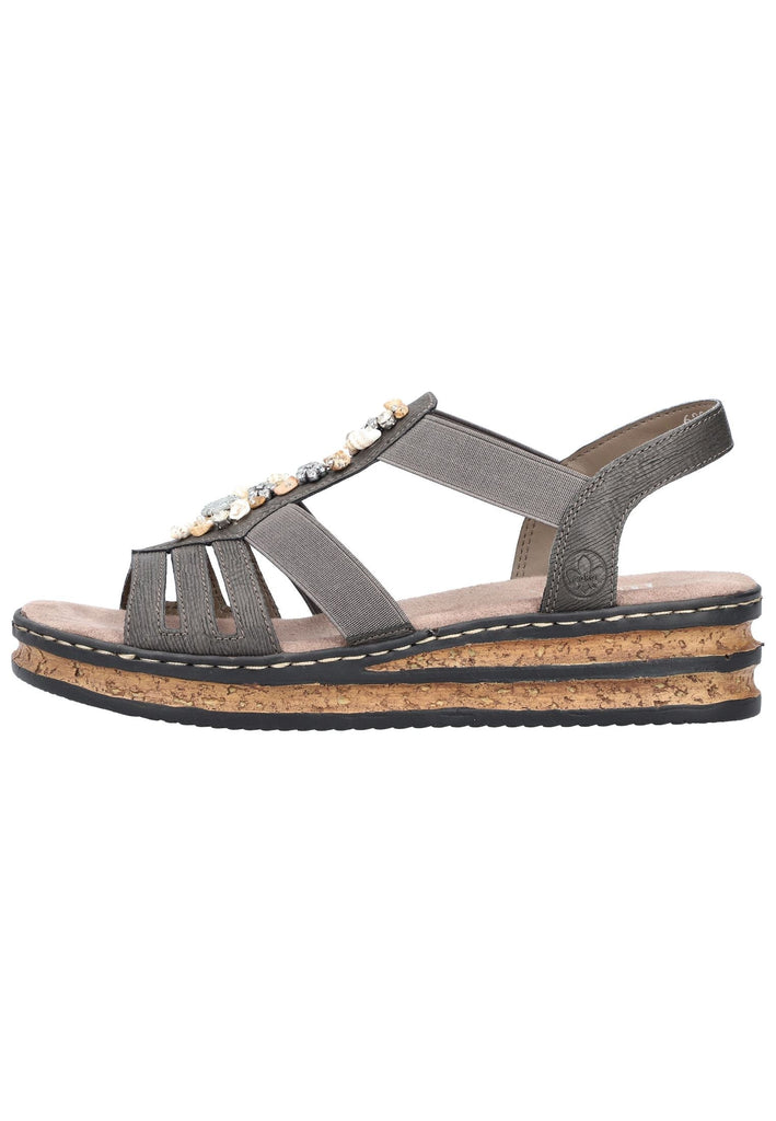 Rieker Sandalen Lederimitat Grau - surf4shoes