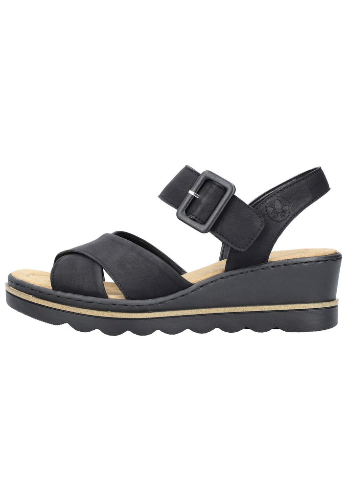 Rieker Sandalen Lederimitat Schwarz - surf4shoes