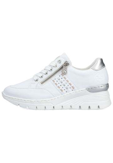 Rieker Sneaker Lederimitat Weiß/Silber - surf4shoes
