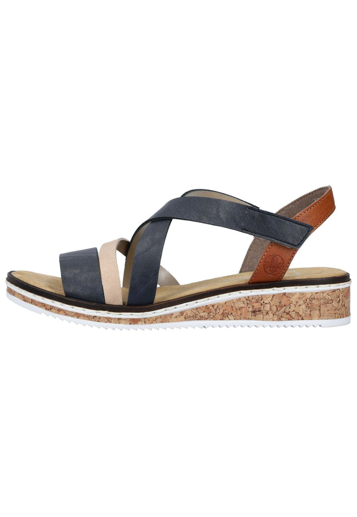 Rieker Sandalen Lederimitat Blau/Beige - surf4shoes