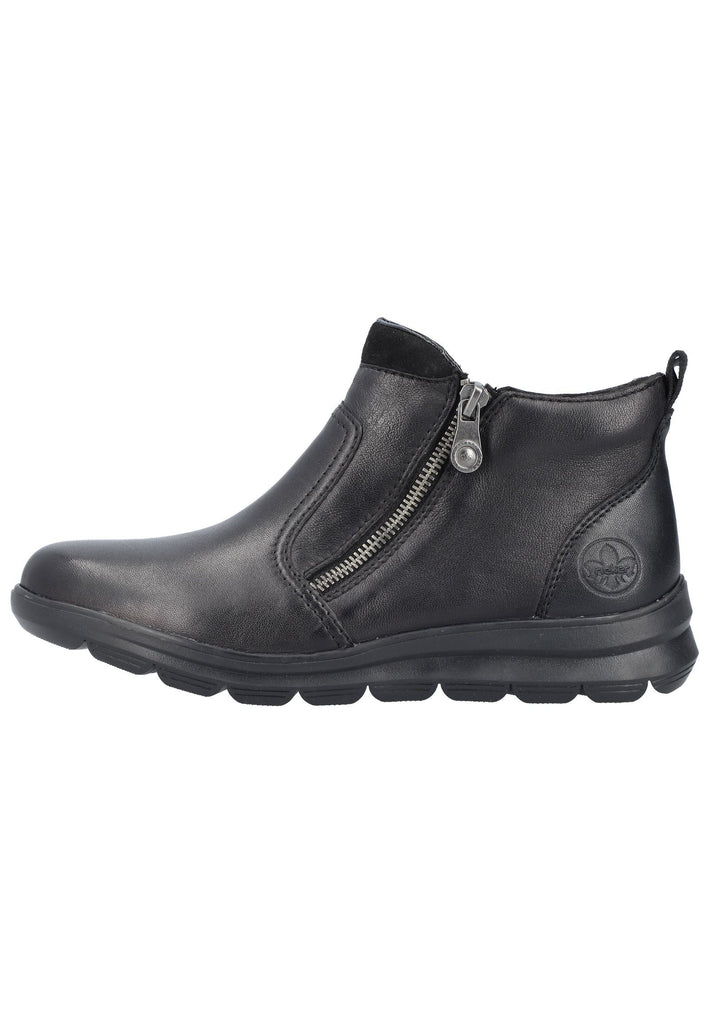 Rieker Stiefelette Leder/Textil Schwarz/Schwarz - surf4shoes
