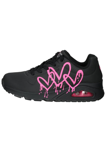 Skechers Sneaker Lederimitat Schwarz/Pink - surf4shoes