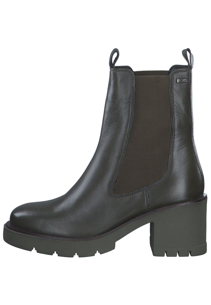 s.Oliver Stiefelette Leder/Textil Khaki - surf4shoes