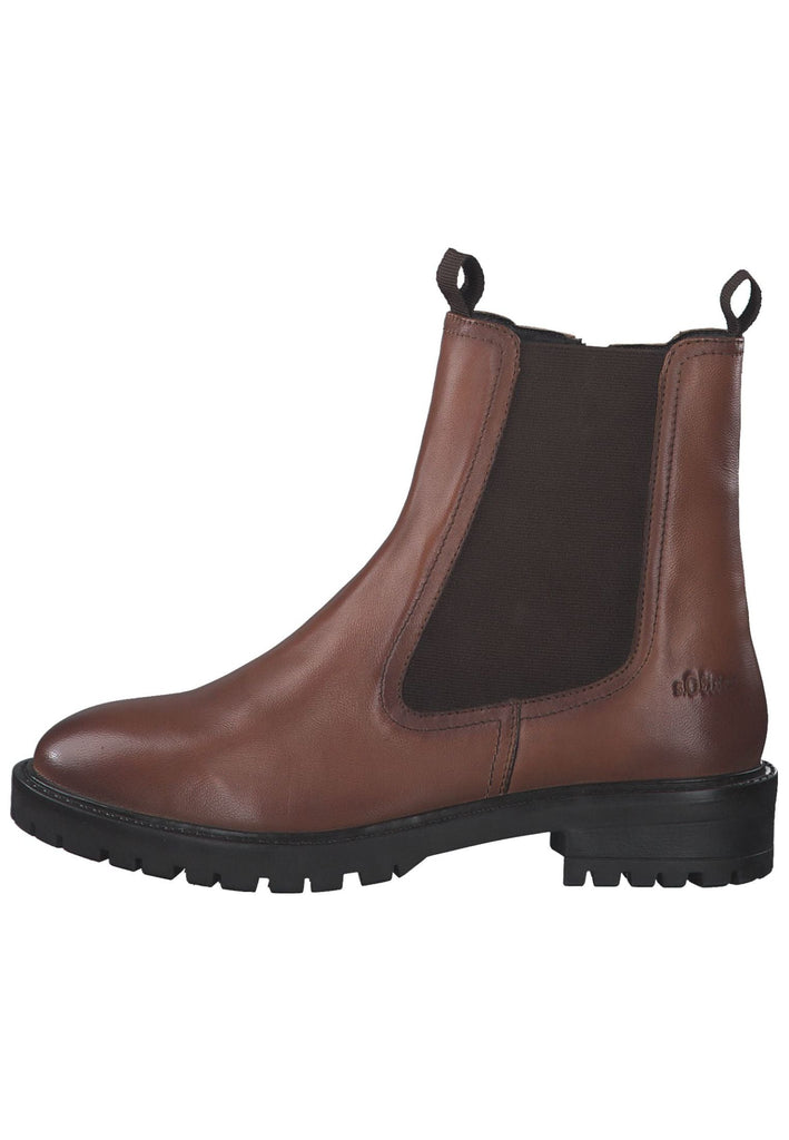 s.Oliver Stiefelette Leder/Textil Cognac - surf4shoes