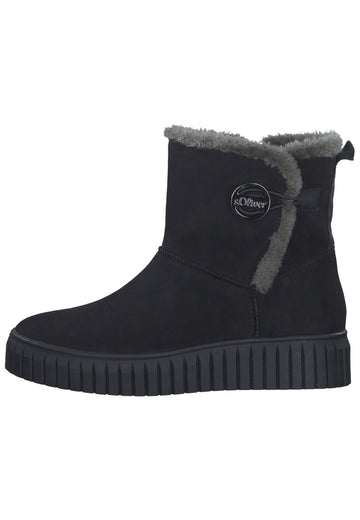 s.Oliver Stiefelette Lederimitat/Textil Black - surf4shoes