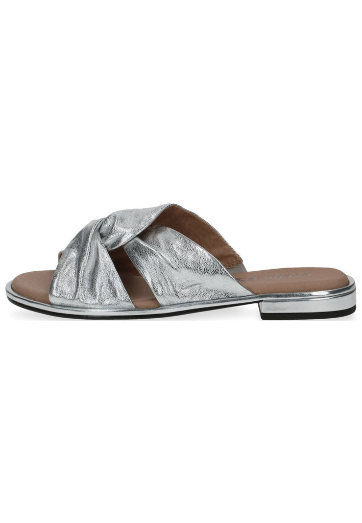 Caprice Pantoletten Leder Silber - surf4shoes