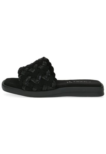Caprice Pantoletten Veloursleder/Textil Schwarz - surf4shoes