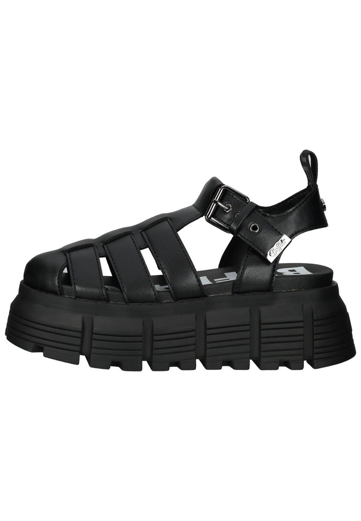 Buffalo Sandalen Lederimitat Schwarz - surf4shoes