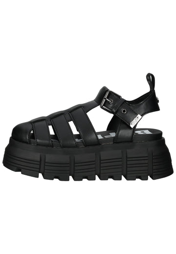 Buffalo Sandalen Lederimitat Schwarz - surf4shoes