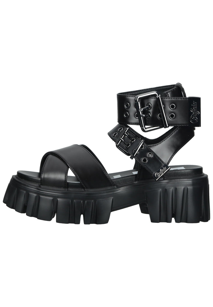 Buffalo Sandalen Lederimitat/Textil Schwarz - surf4shoes