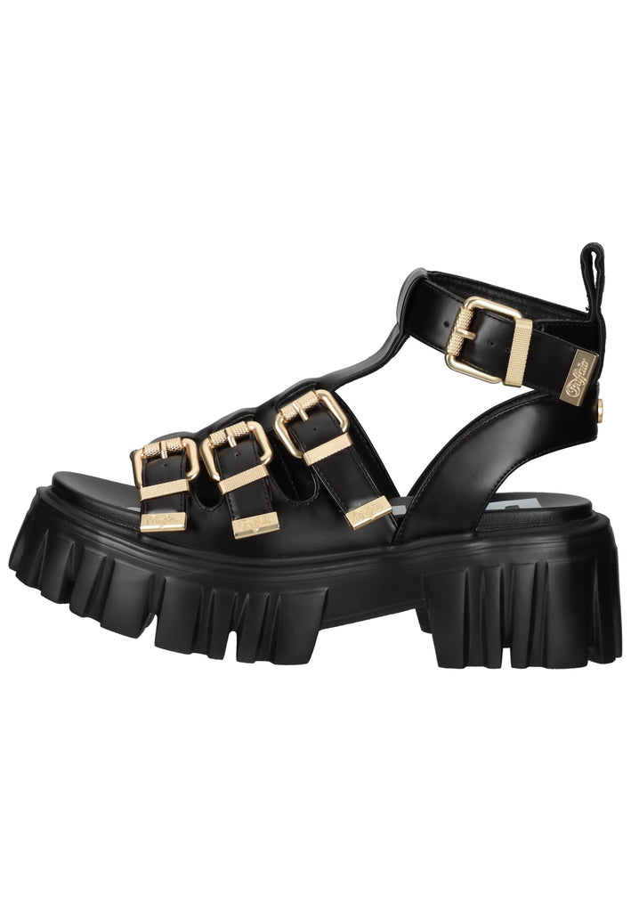 Buffalo Sandalen Lederimitat Schwarz - surf4shoes