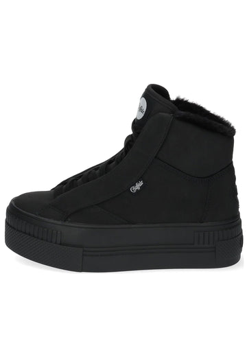 Buffalo Stiefelette Lederimitat Schwarz Warmfutter - surf4shoes