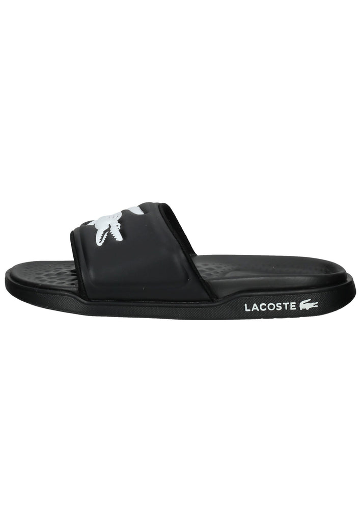Lacoste Pantoletten Lederimitat/Textil Schwarz/Weiß - surf4shoes