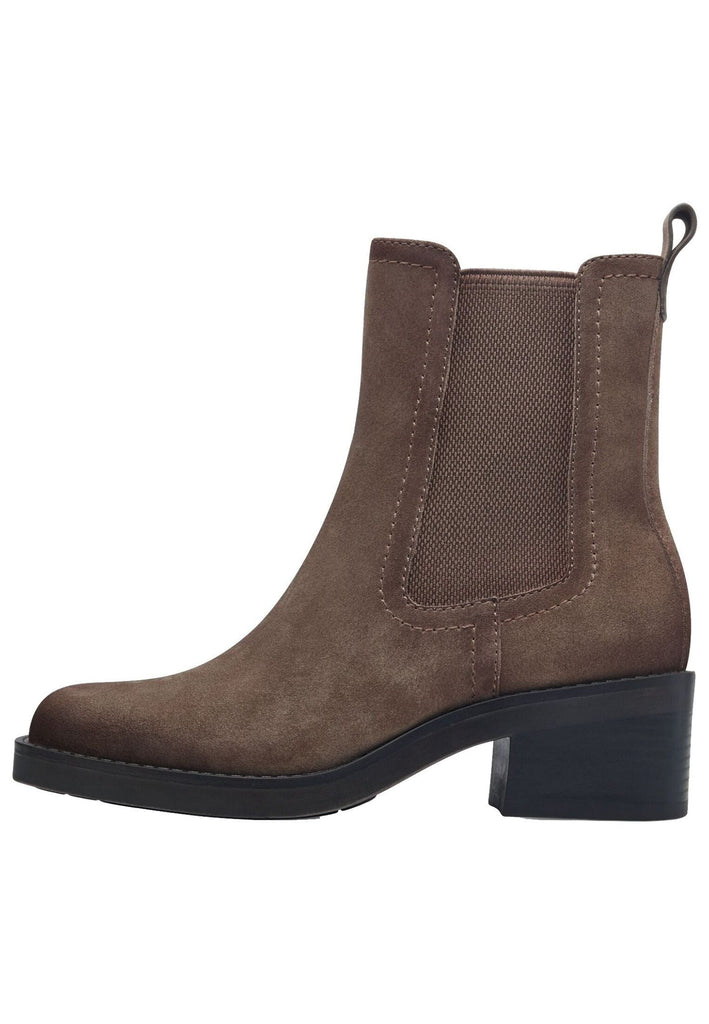 Tamaris Stiefelette Leder/Textil Taupe Warmfutter - surf4shoes