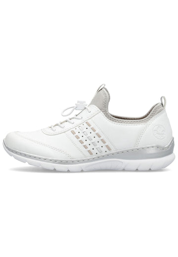 Rieker Sneaker Lederimitat/Textil Weiß/Rosa - surf4shoes