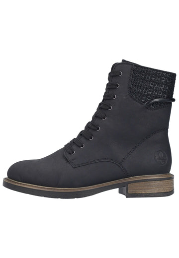 Rieker Stiefelette Lederimitat Schwarz Warmfutter - surf4shoes