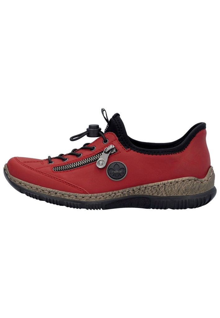 Rieker Sneaker Lederimitat Rot/Schwarz - surf4shoes