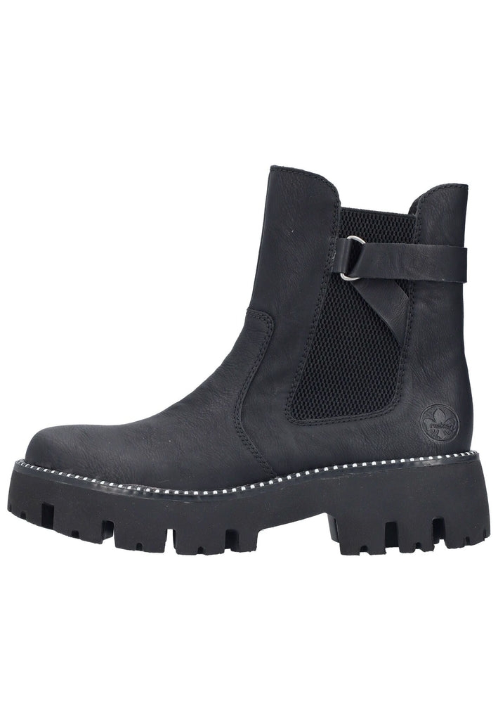 Rieker Stiefelette Lederimitat Schwarz - surf4shoes