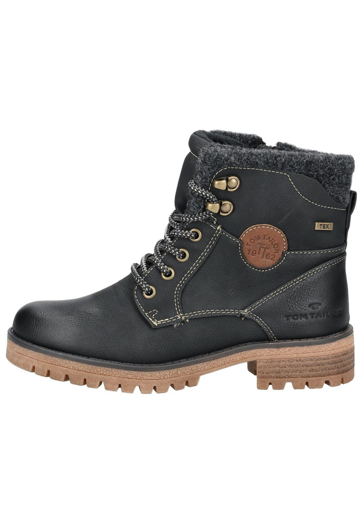 Tom Tailor Stiefelette Lederimitat Schwarz Warmfutter - surf4shoes