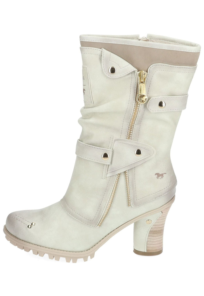 Mustang Stiefel Lederimitat Weiß/Gold Warmfutter - surf4shoes