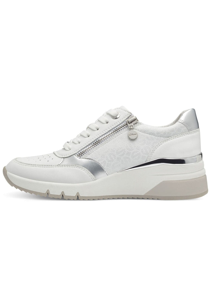 s.Oliver Sneaker Lederimitat Weiß/Silber - surf4shoes