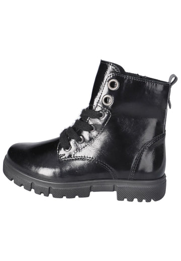 Ricosta Stiefelette Leder/Synthetik Schwarz Lack Warmfutter - surf4shoes