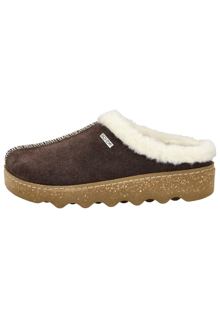 Rohde Hausschuhe Veloursleder Mocca Warmfutter - surf4shoes