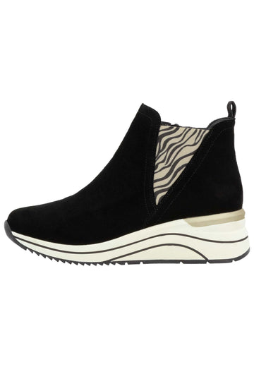Remonte Stiefelette Veloursleder Schwarz/Beige Warmfutter - surf4shoes