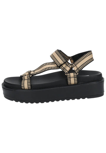 Steve Madden Sandalen Textil Schwarz/Beige - surf4shoes