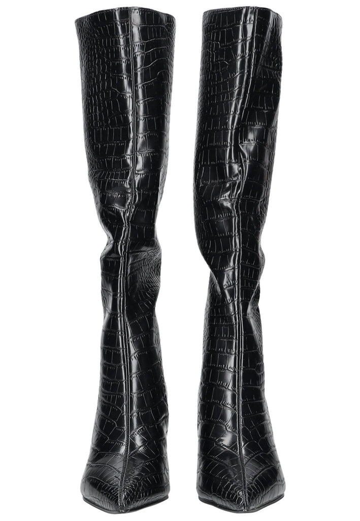 Steve Madden Stiefel Leder Croco Black - surf4shoes