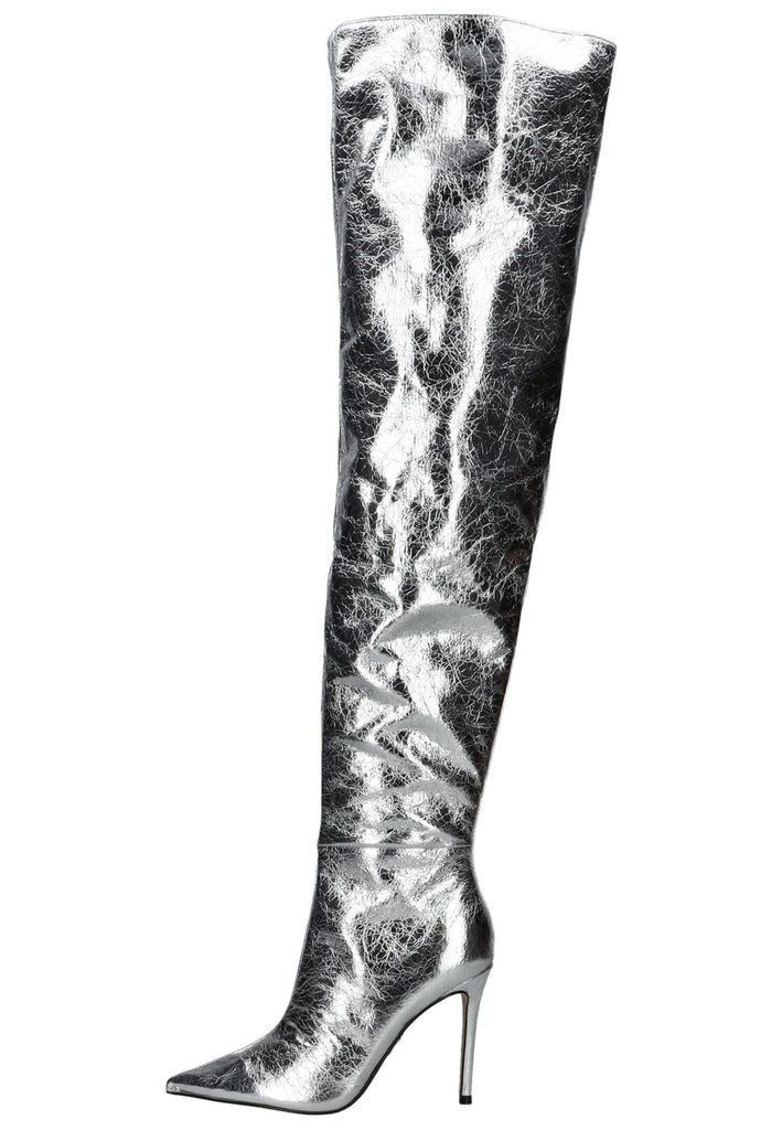 Steve Madden Stiefel Lederimitat Silber - surf4shoes