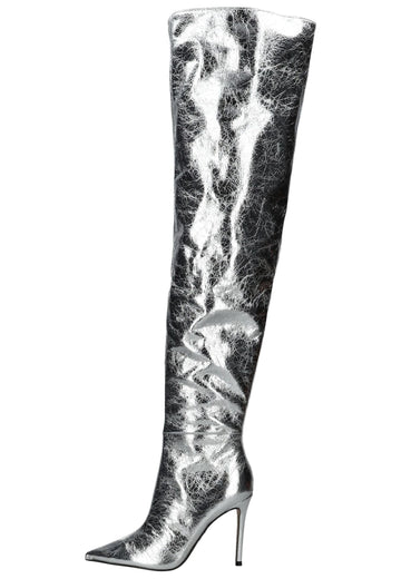 Steve Madden Stiefel Lederimitat Silber - surf4shoes