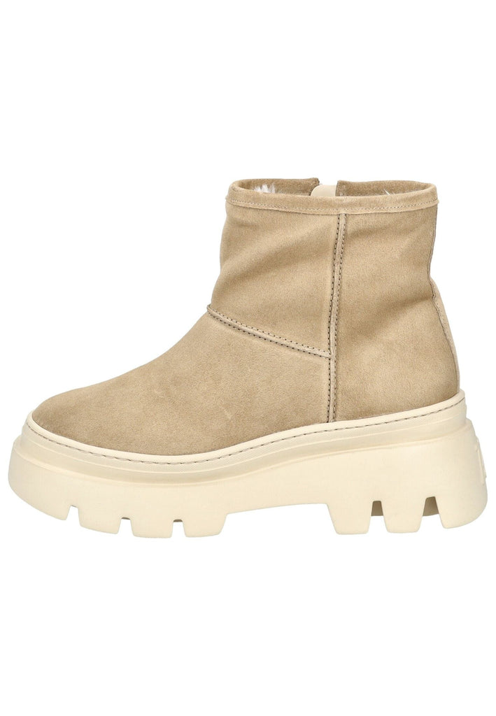 Paul Green Stiefelette Veloursleder Beige Warmfutter - surf4shoes