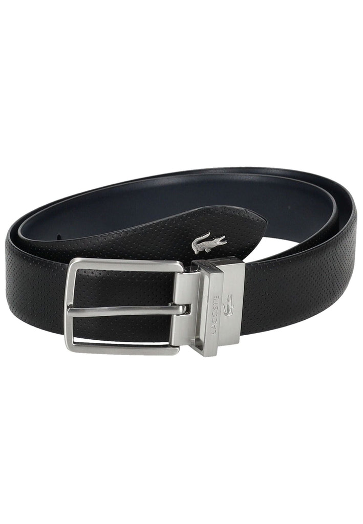 Lacoste Gürtel Leder Schwarz Kombi - surf4shoes