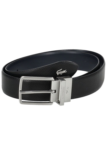 Lacoste Gürtel Leder Schwarz Kombi - surf4shoes