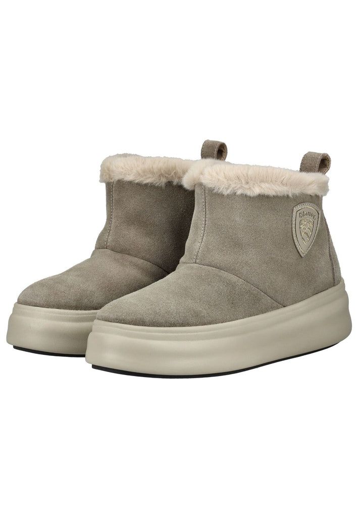 Blauer Stiefelette Veloursleder Taupe Warmfutter - surf4shoes