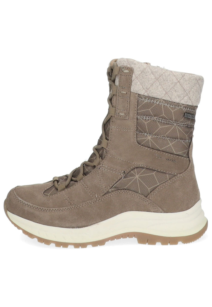 Tamaris Comfort Stiefelette Leder/Textil Taupe Warmfutter - surf4shoes