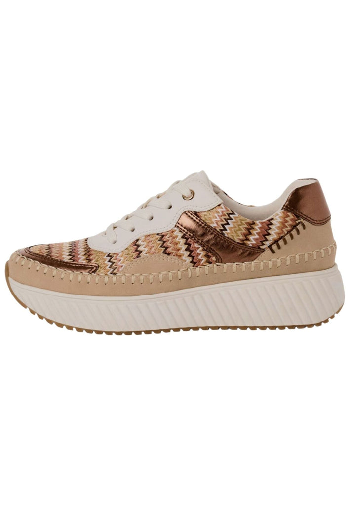 Marco Tozzi Sneaker Lederimitat Beige/Braun - surf4shoes