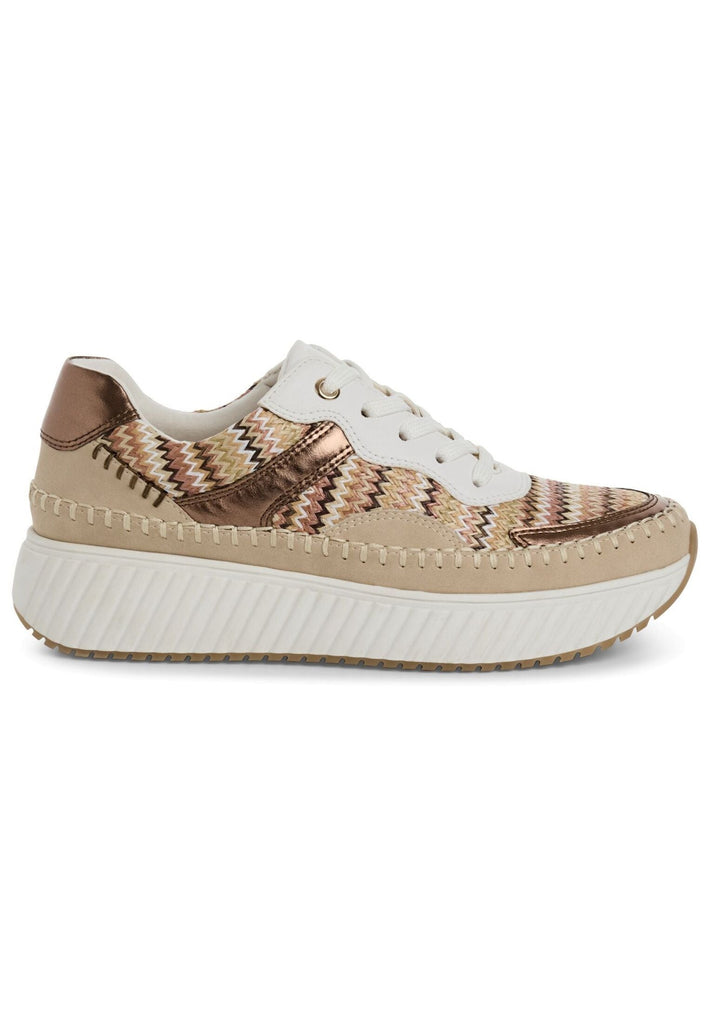 Marco Tozzi Sneaker Lederimitat Beige/Braun - surf4shoes