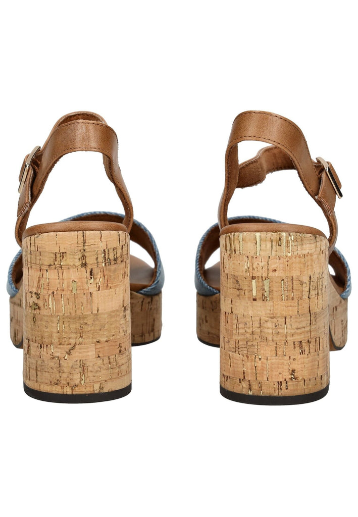 Marco Tozzi Sandalen Lederimitat/Textil Beige/Blau - surf4shoes