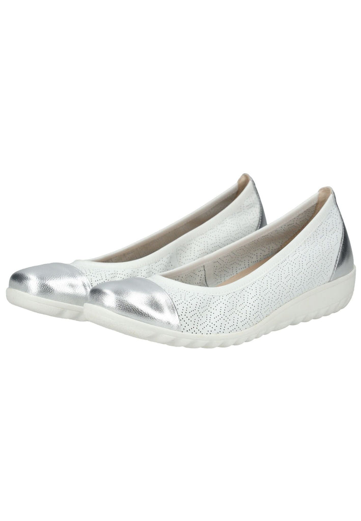 Caprice Ballerinas Leder Weiß/Silber - surf4shoes