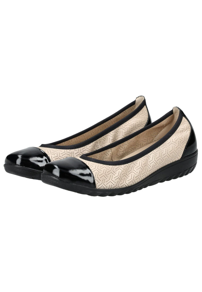 Caprice Ballerinas Leder Beige/Schwarz - surf4shoes